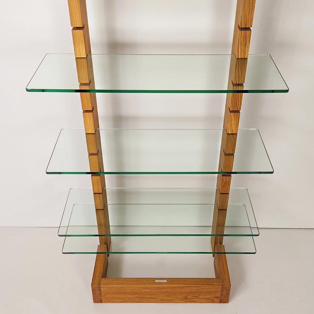 solid wood and glass bookshelf for living room